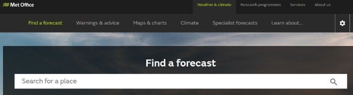 Local weather forecast by the Met Office