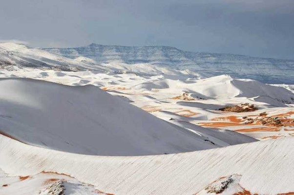 Snow in the Sahara Desert 